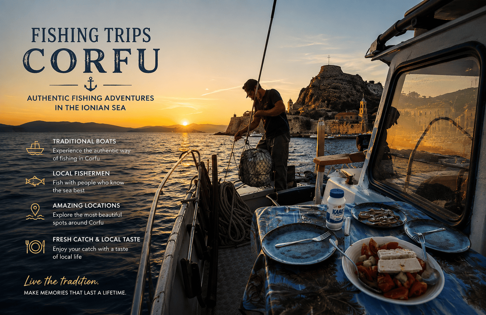 Private fishing charter in Corfu for couples, families and small groups